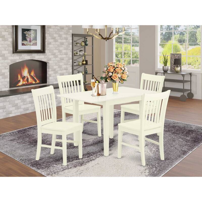 5-Piece Linen White Finish Solid Wood Top Dining Room Set (Seats-4)