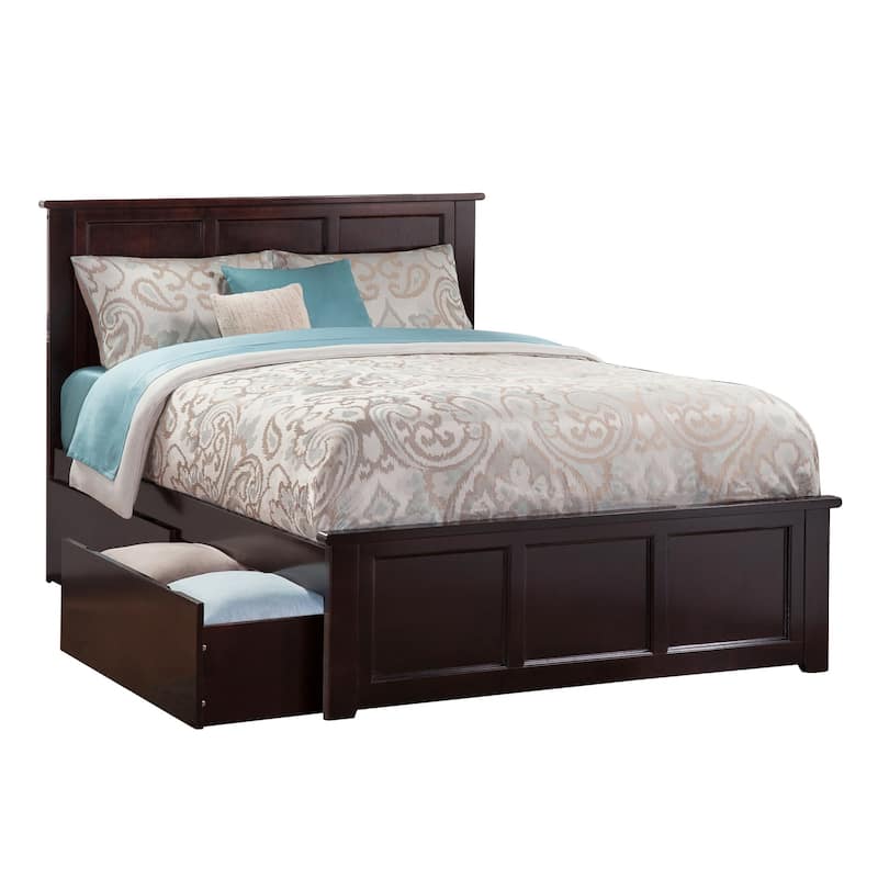 Platform Bed with Footboard & 2 Drawers - Storage Bed Frame - Slatted Support