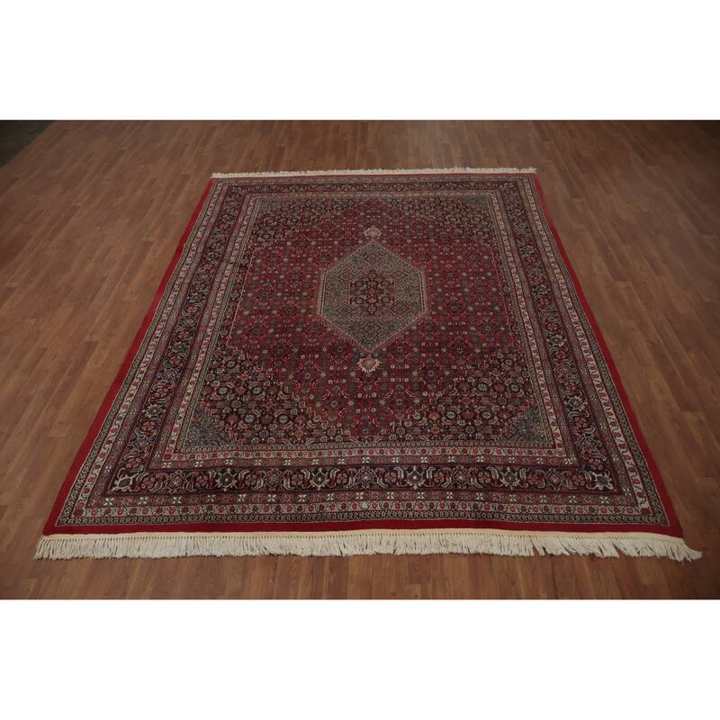 Hand Knotted Oriental 100% Wool Carpet Traditional Floral Red Tabriz-Mahi Area Rug - 10' 0'' X 7' 9''