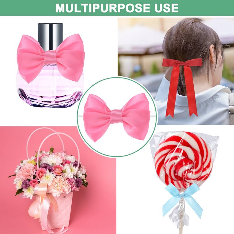 24-Pack Satin Ribbon Twist Tie Bows 3x3.6" Bow Twist for Craft