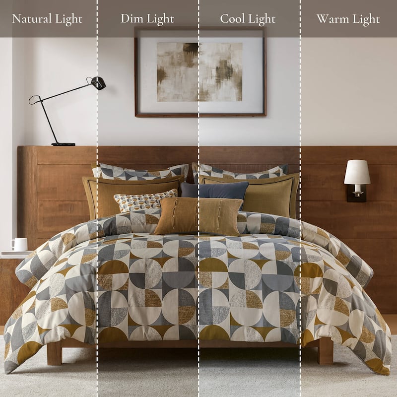 8 PCS Queen Jacquard Oversized Duvet Style Comforter Set Gold