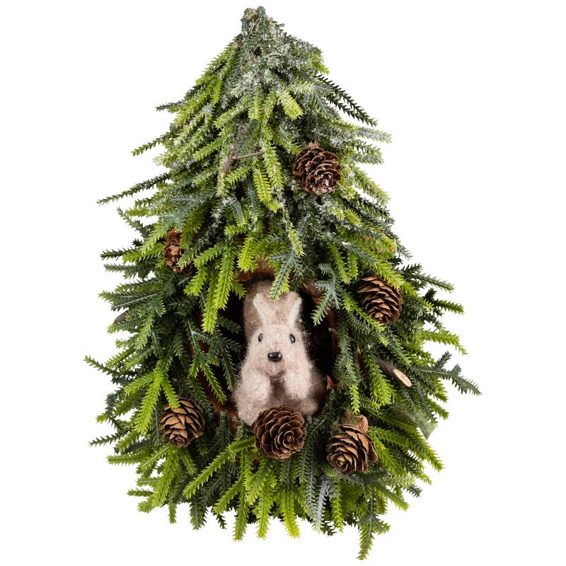 Frosted Tree with Squirrel and Pinecones Christmas Decoration - 12"