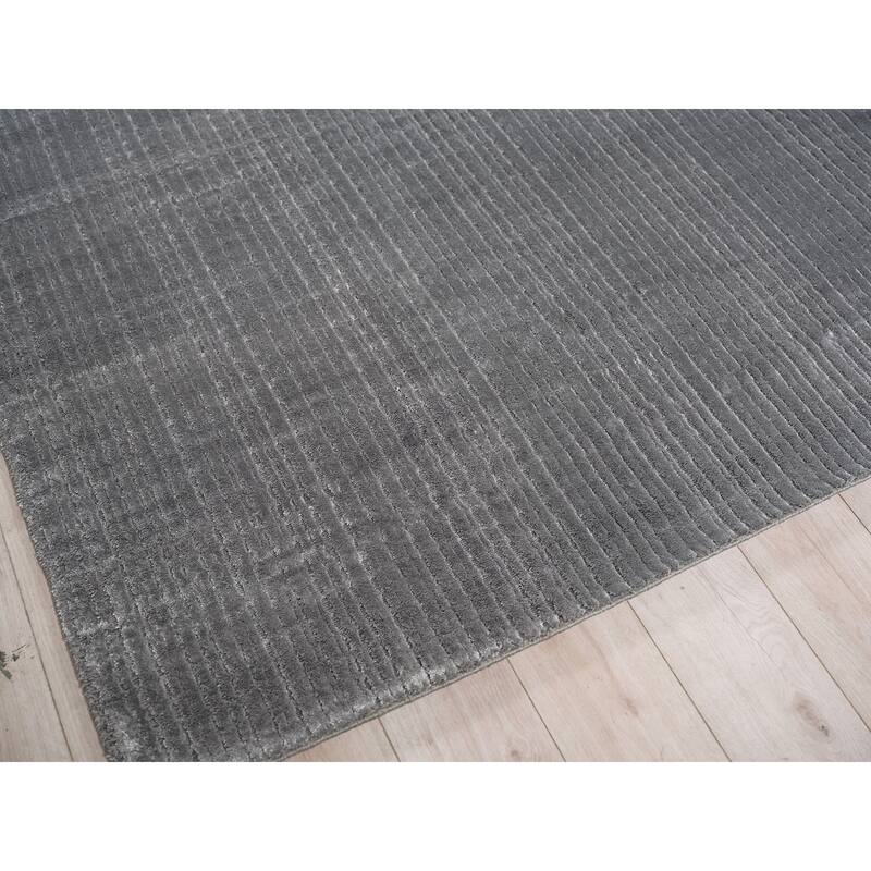 Cabrini Modern Handmade Silky Nylon in Gray Area Rug