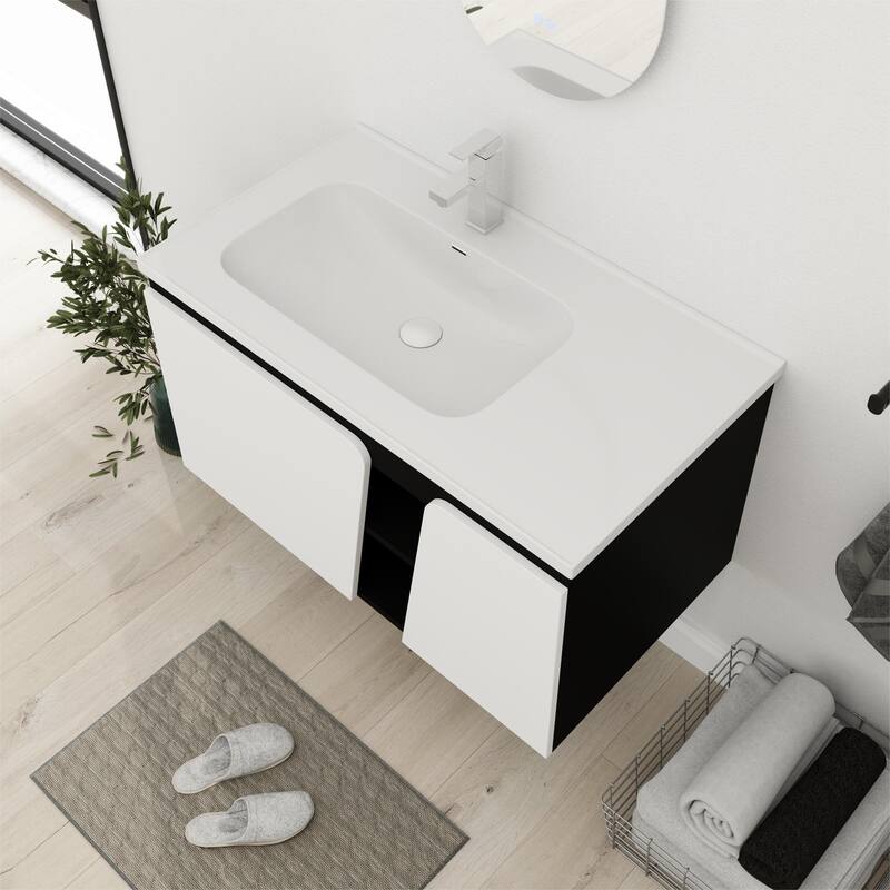 Bathroom Vanity With Sink In 32/36/40/84/76/92 Inch, Floating Bathroom Vanity With Soft Close Door