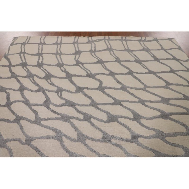 All-Over Abstract Modern Area Rug Handmade Wool Carpet - 7'11"x 9'9"