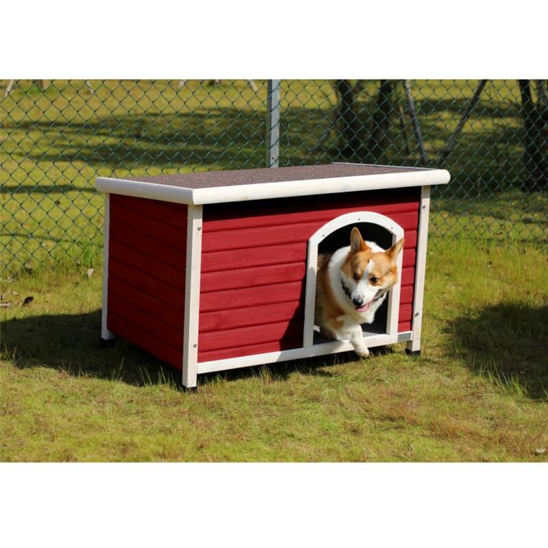 Large Wooden Outdoor Dog House with Waterproof Roof and Raised Floor
