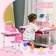 preview thumbnail 2 of 12, Kids Activity Desk and Chair Set with USB Light, Tilt Desktop, Storage Drawer for Study and Arts, Ages 6-12