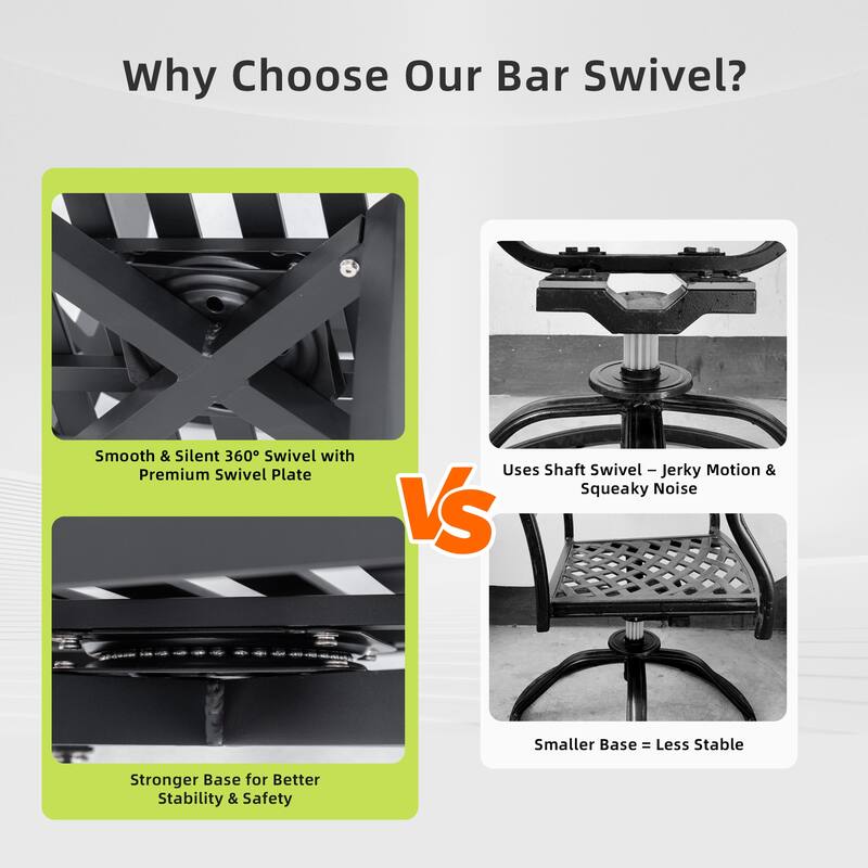 5-Piece Patio Bar Set - Sintered Stone Table and 4 Swivel Bar Chairs, Marble-Inspired Top, Ember Black