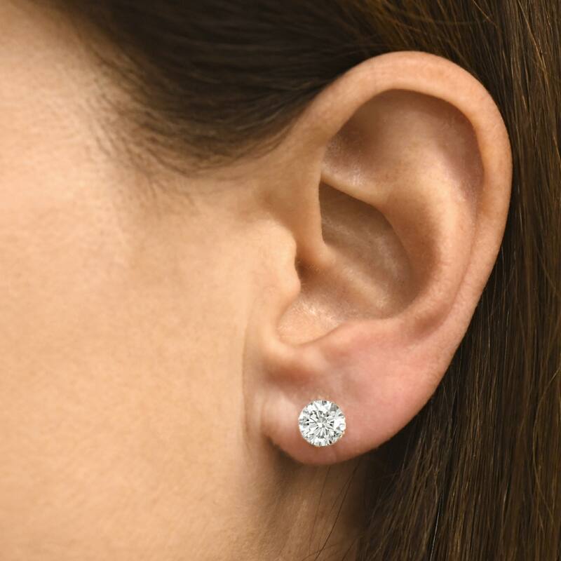 2 ct Round Diamond Screw Back Studs in White Gold Enhanced