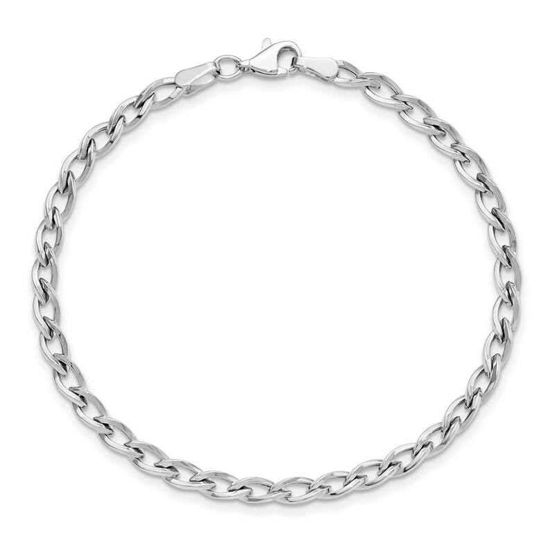 Curata 10k White Gold Fancy Squared Polished Link Bracelet 7.5 Inch