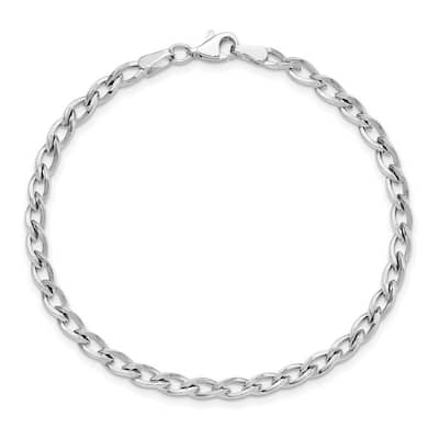 Curata 10k White Gold Fancy Squared Polished Link Bracelet 7.5 Inch