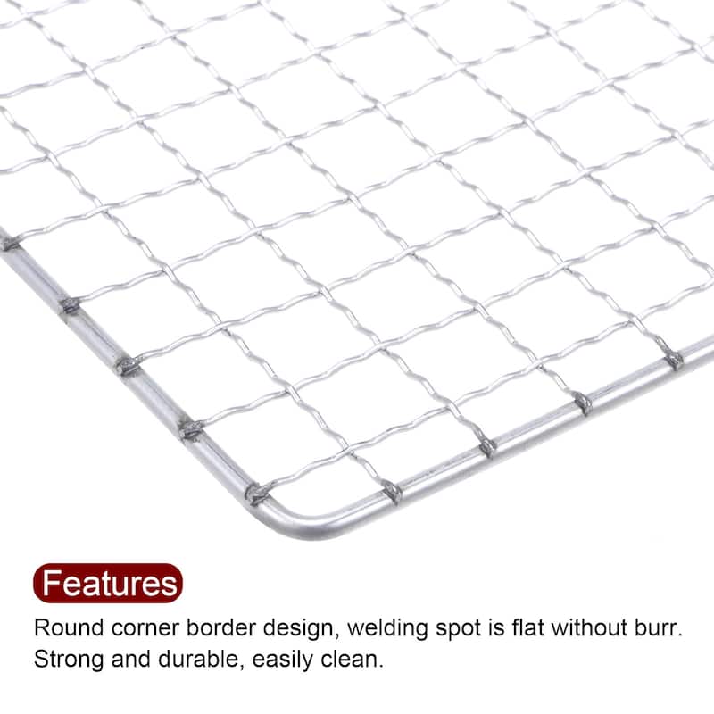 2pcs Square BBQ Grill Net 19.7"x7.5" Electroplated Stainless Steel Barbecue Mesh