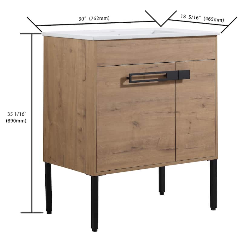 Bathroom Vanity With Sink In 24/30/36 Inch, Floating Bathroom Vanity or Freestanding Vanity With Soft Close Door
