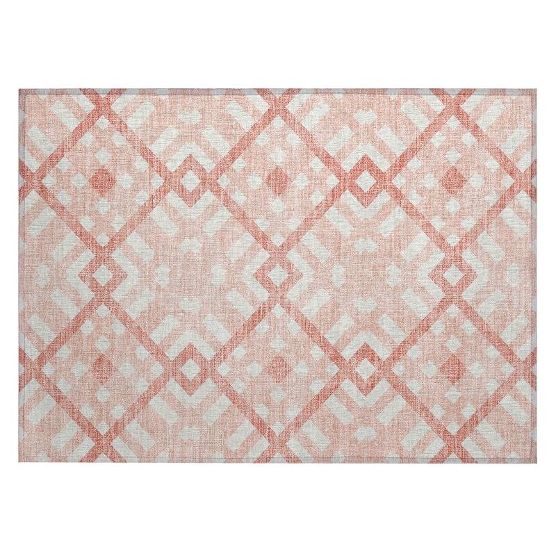 Machine Washable Indoor/ Outdoor Chantille Contemporary Trellis Rug