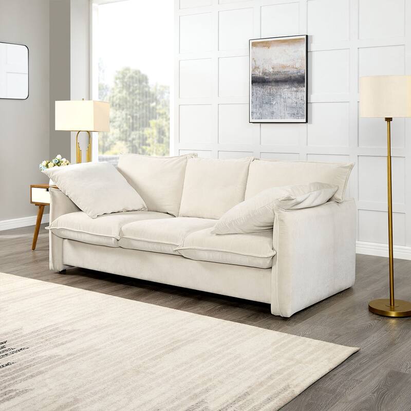 Mid-Century Modern 3-Seater Soft Sofa for Living Room, Apartment, Lounge, Bedroom