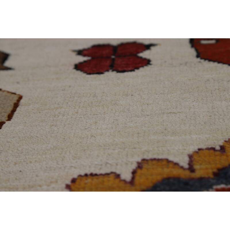 Vegetable Dye Gabbeh Oriental Area Rug Hand-Knotted Wool Carpet - 5'1" x 8'3"