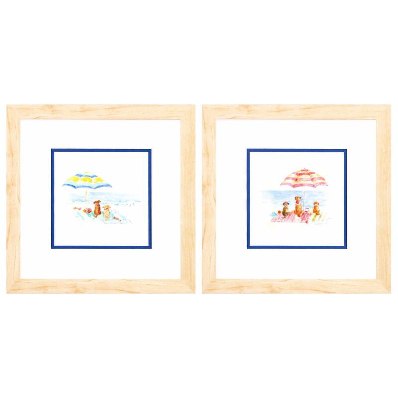 Propac Images Dog Days of Summer Set of 2 Wall Art - Blue - 11X11X1