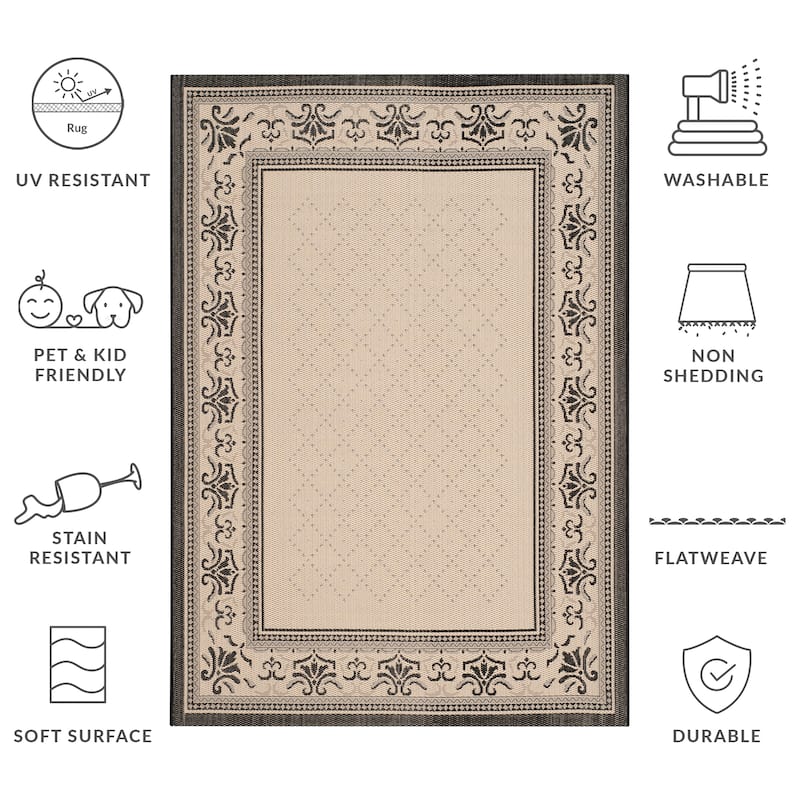 SAFAVIEH, Courtyard Pina Indoor/ Outdoor Waterproof Patio Backyard Rug