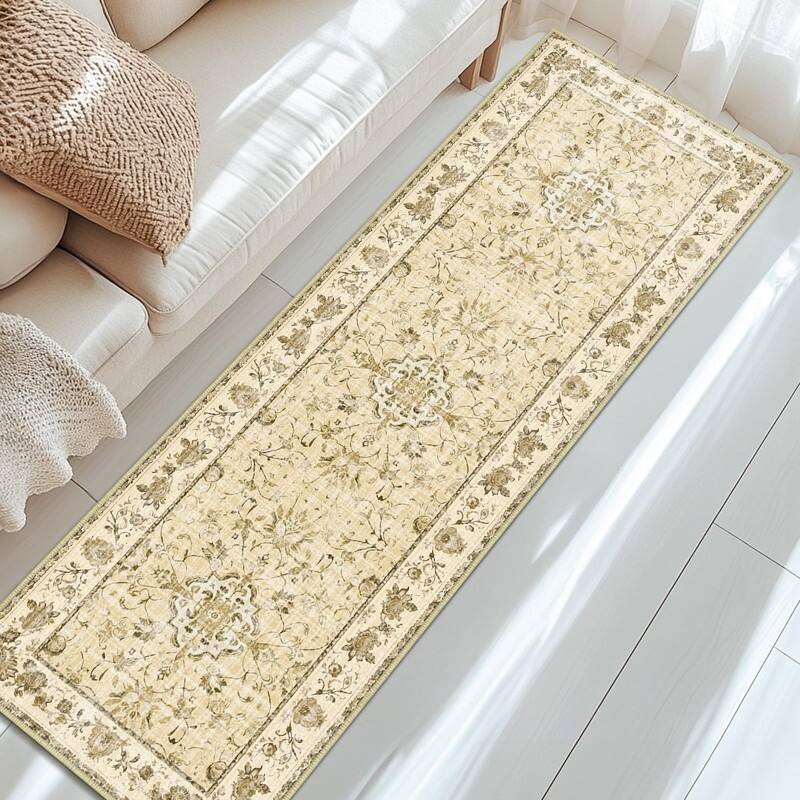 Vintage Boho Area Rugs Machine Washable Non Slip Living Room Rug