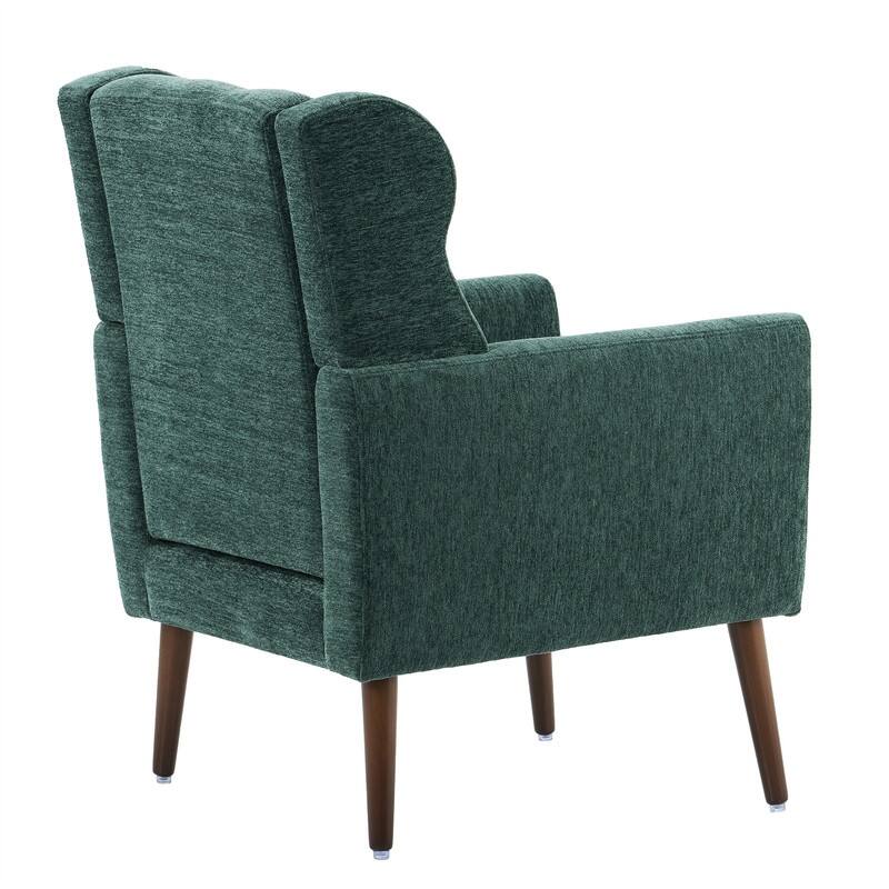 Modern Chenille Upholstered Armchair with Pillow and Solid Wood Leg