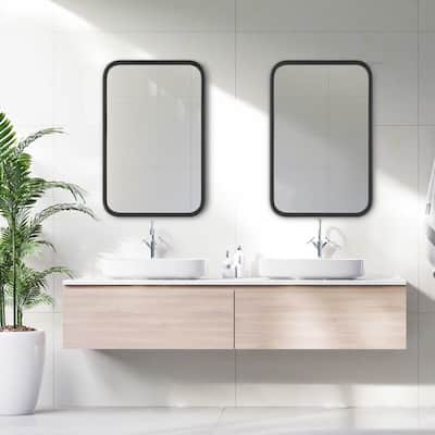 Copper Grove Black Round Aluminum Rectangular Mirror