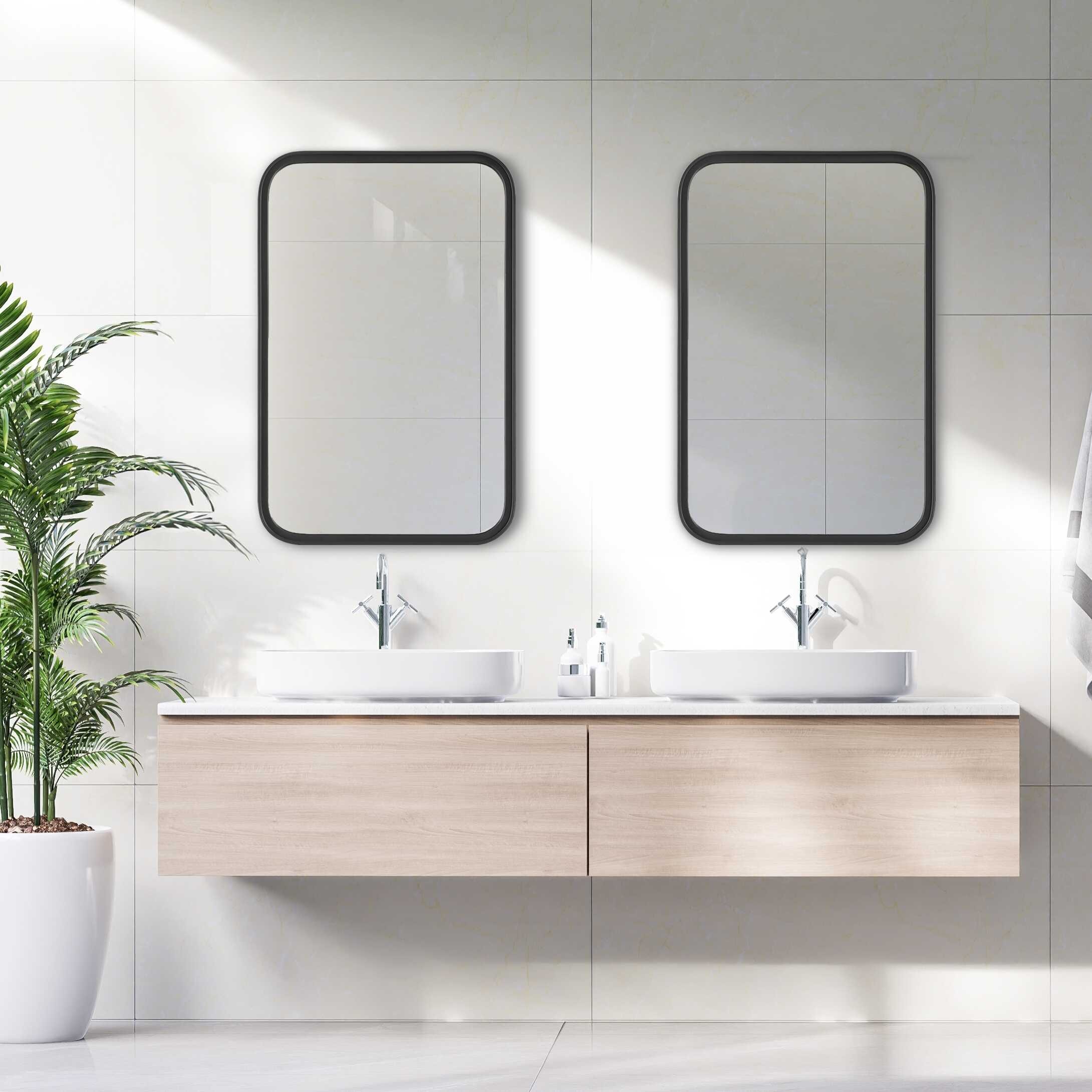 Copper Grove Black Round Aluminum Rectangular Mirror