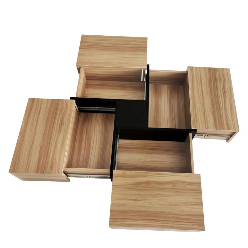 31.5" Square Coffee Table with 4 Hidden Storage Compartments & Sliding Top, UV High-gloss Finish