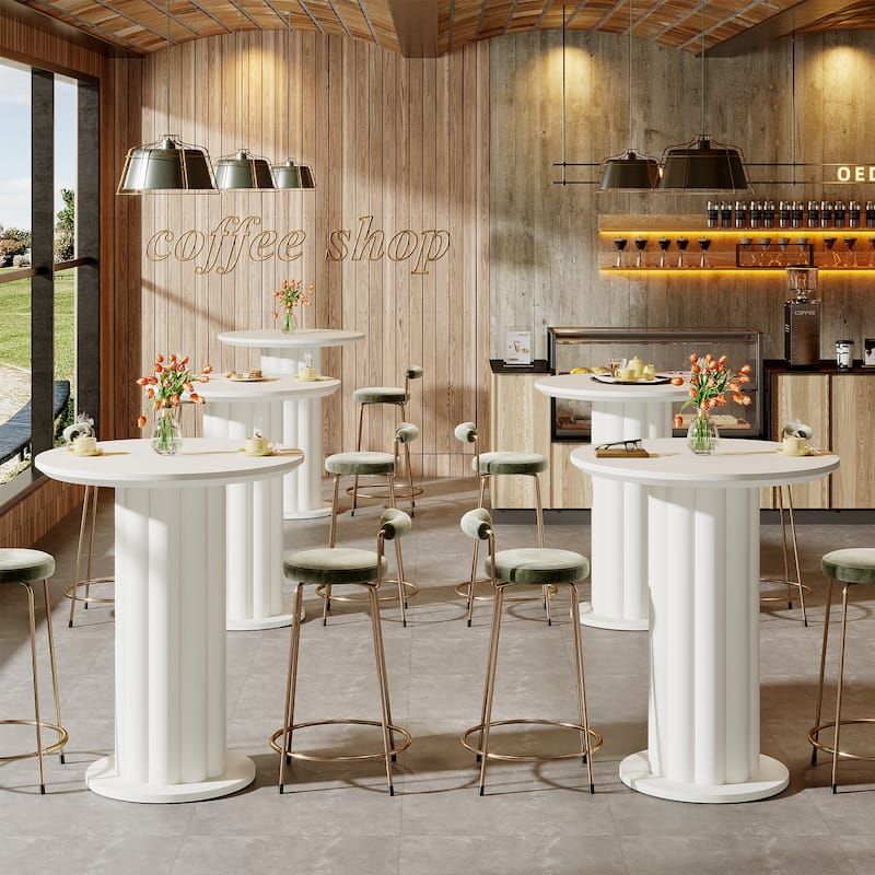39" Roman Pillar Bar Table - Round Pub Height Table for Kitchen, Dining & Small Spaces
