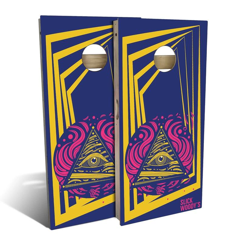 70s Seeing Eye Outdoor Cornhole Board Set - Premium 2x4 - Include Hole + Edge Lights