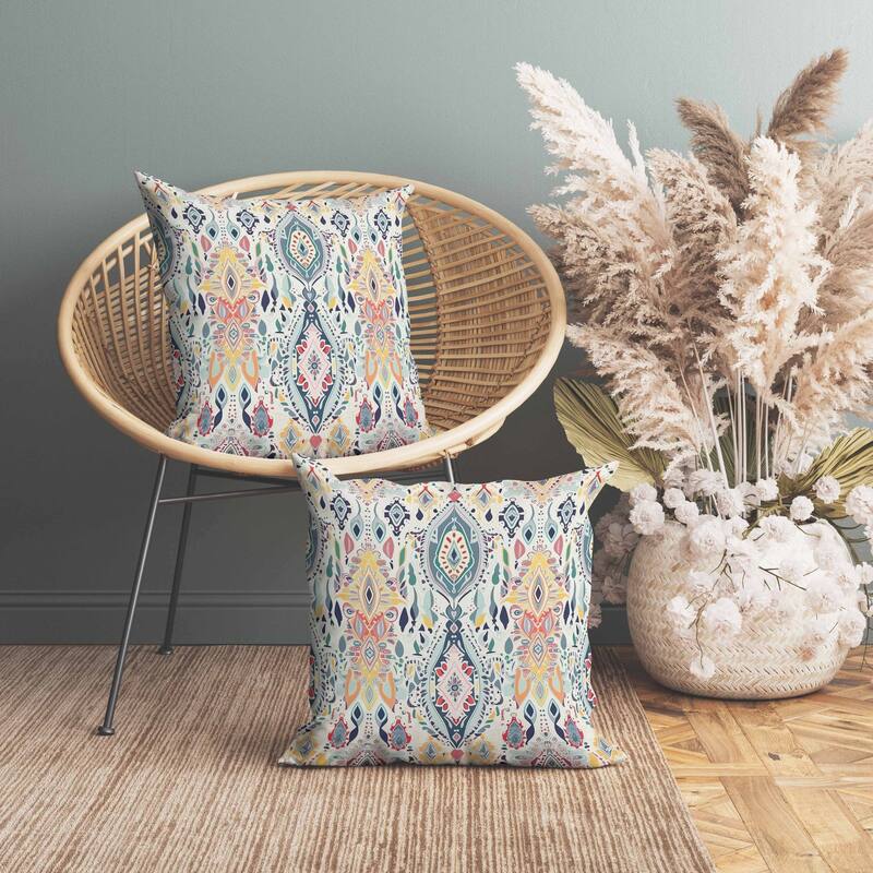 Ethnic Elegance Faux Suede Reversible Throw Pillow Blue and Orange