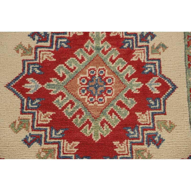 Kazak Runner Rug Hand-Knotted Beige Wool Carpet - 2'8" x 25'8"