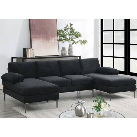 Nigh Contemporary Chenille U-Shape Sectional by Furniture of America
