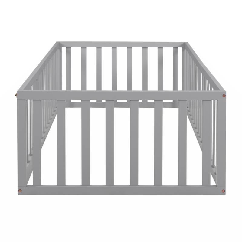 Twin Size Wood Daybed Frame with Fence