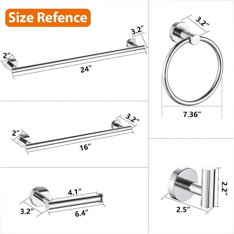 Modern Bath Hardware Set Towel Holder Set in Stainless Steel