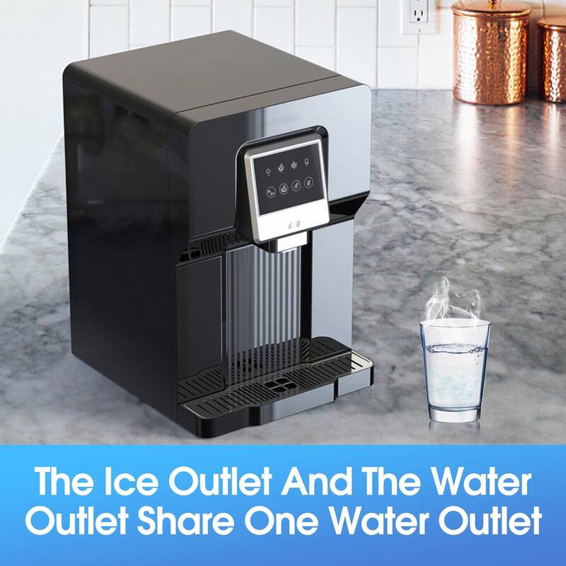 2-in-1 Countertop Black 26lbs/24h Water Dispenser Cooler with Built-in Ice Maker