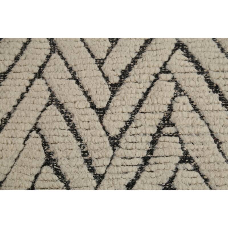 All-Over Chevron Moroccan Oriental Area Rug Hand-Knotted Wool Carpet - 8'10"x 12'10"