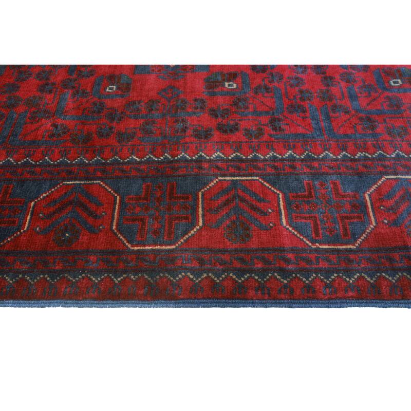 Khamyab Mustansa Red/Navy Runner - 2'8" x 18'11"