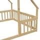 preview thumbnail 8 of 7, Kids Furniture Full Size Wood House-Shaped Floor Bed Kids Bed with Fence and Guardrails, Natural