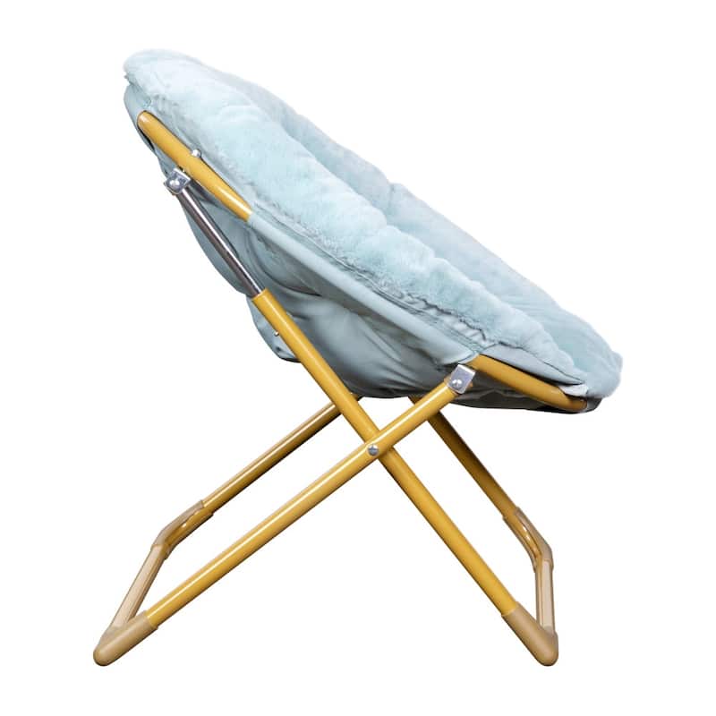 Kids Folding Synthetic Fur Saucer Chair for Playroom or Bedroom - 12.25"D x 22.75"W x 22"H