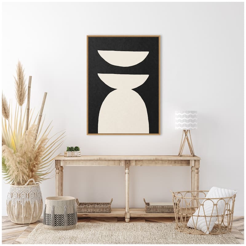 Kate and Laurel Sylvie White Geometric Abstract Framed Canvas by July Art Prints