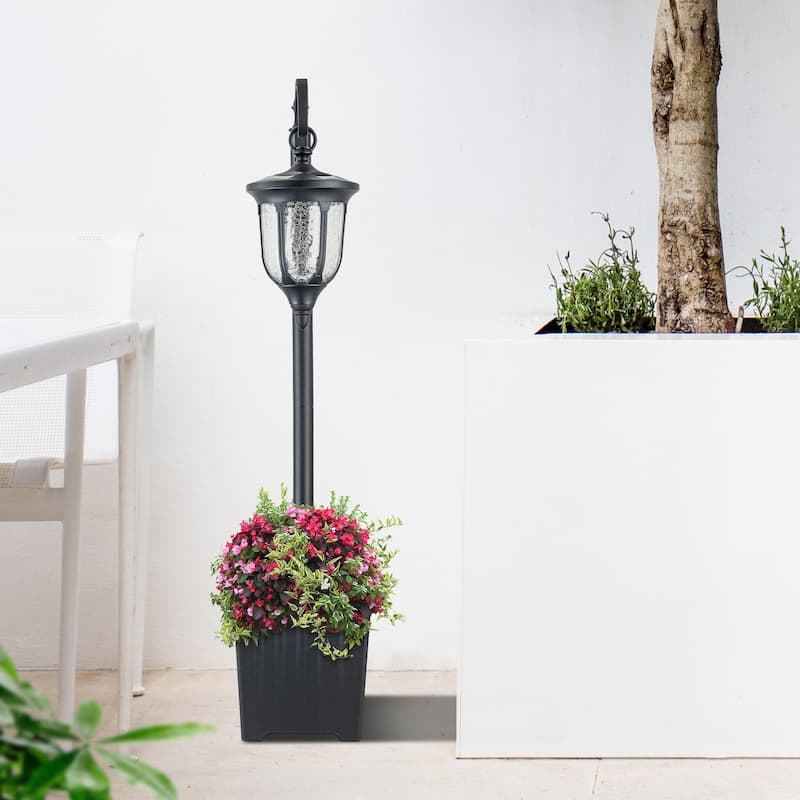 C Cattleya Integrated LED Solar Outdoor Post Light with Planter