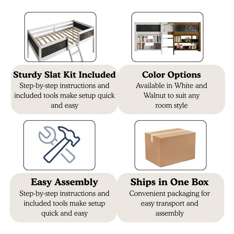 CraftPorch Modern Twin Loft Bed with Storage Rack