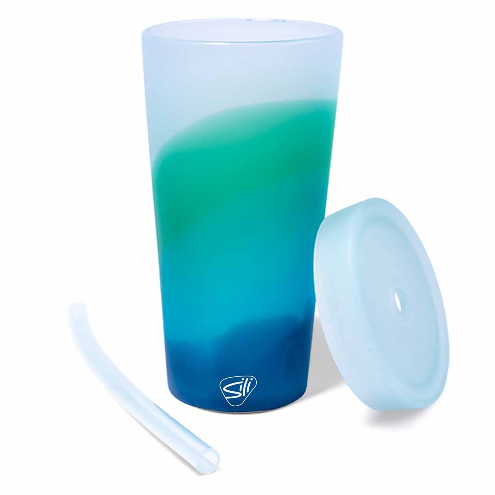 Silipint: Silicone 32oz Straw Tumblers: 2 Pack -Aqua & Sugar Rush -  Unbreakable Cup, Flexible, Hot/Cold, Airtight Lid