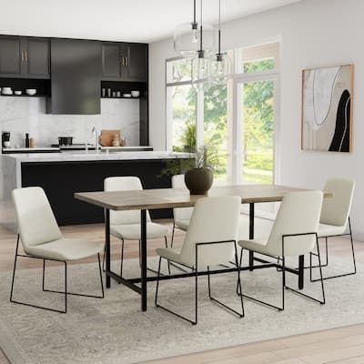 WYNDENHALL Salma Modern Dining Chair (Set of 2) in Linen Look Fabric - 22.6" D x 19.3" W x 32.7" H