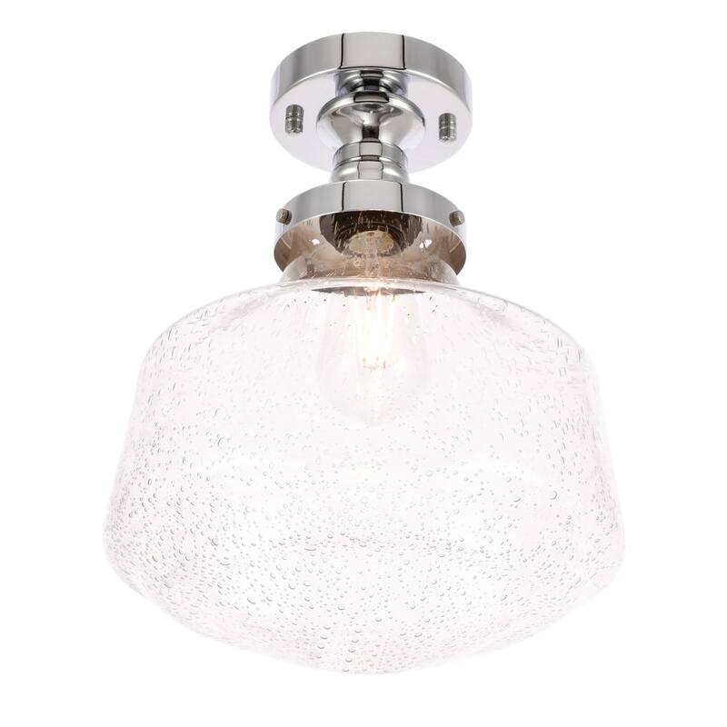 Klyle 1-Light Clear Bubble Glass Flush mount