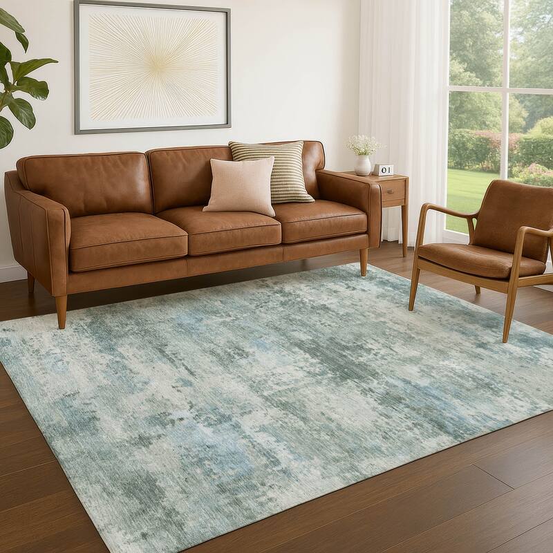 Machine Washable Indoor/ Outdoor Modern Solid Chantille Rug