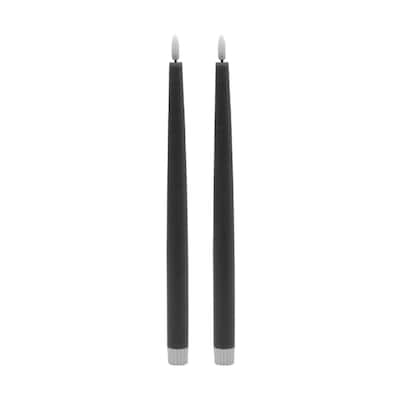 Tall 3D Flame LED Taper Candles - 11.75" - Gray - Set of 2