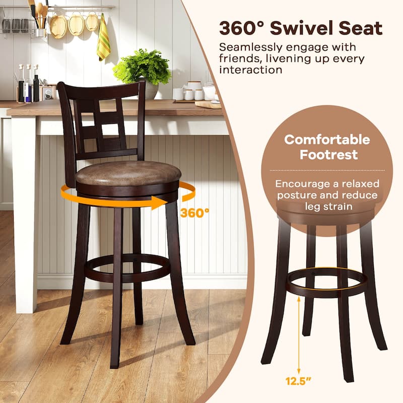 Costway Set of 2/4 Bar Stools 30" Swivel Bar Chairs with Footrest, - See Details