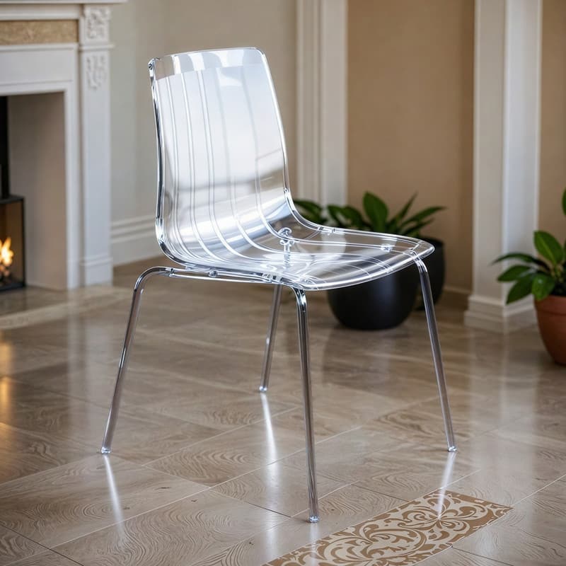 Ralph Modern Transparent Acrylic Plastic Dining Chair with Sturdy Metal Legs Accent Side Chair for Dining Room & Kitchen