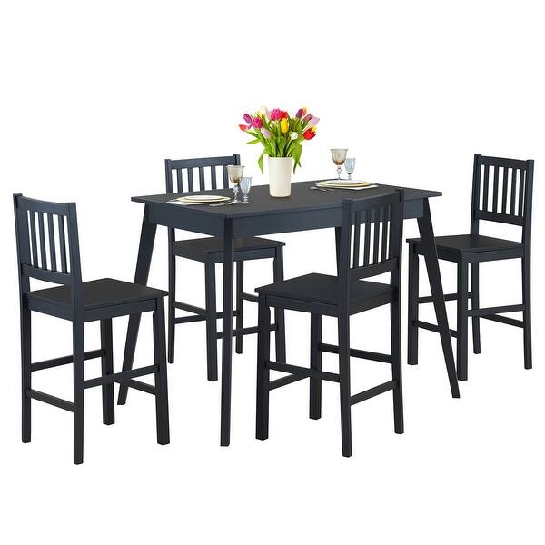 Shop 5 Pcs Counter Height Dining Set Kitchen Table 4 Counter Chairs W Overstock 31044963